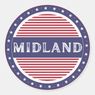 Sticker Rond Emblème de fierté de Midland City – Identité améri