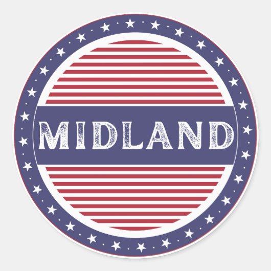 Sticker Rond Emblème de fierté de Midland City – Identité améri (Devant)