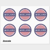 Sticker Rond Emblème de fierté de Midland City – Identité améri (Feuille)
