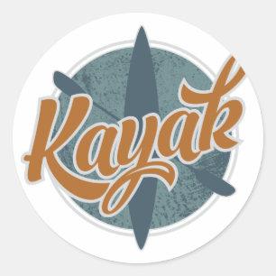 Sticker Rond Emblème de Kayak