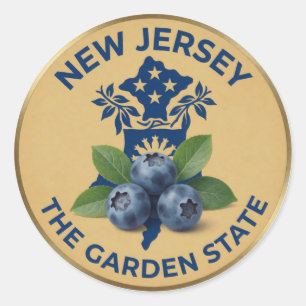 Sticker Rond Emblème de la myrtille du New Jersey
