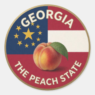 Sticker Rond Emblème de la pêche de Géorgie 🍑