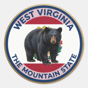Sticker Rond Emblème de l'ours noir de Virginie-Occidentale 🐻