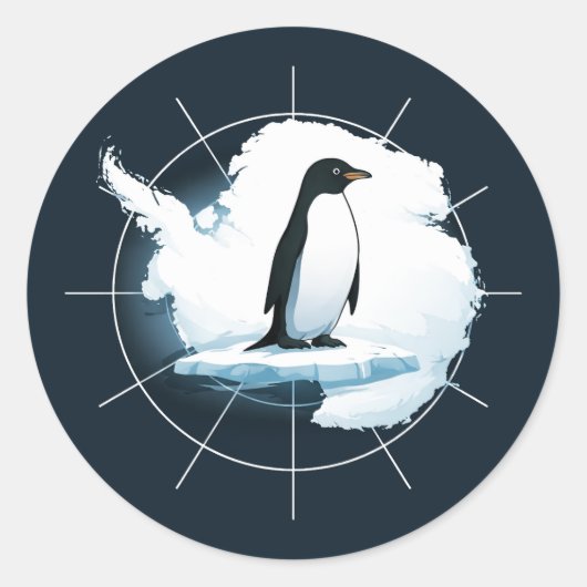 Sticker Rond Emblème de Manchot de l'Antarctique – Conception d (Devant)