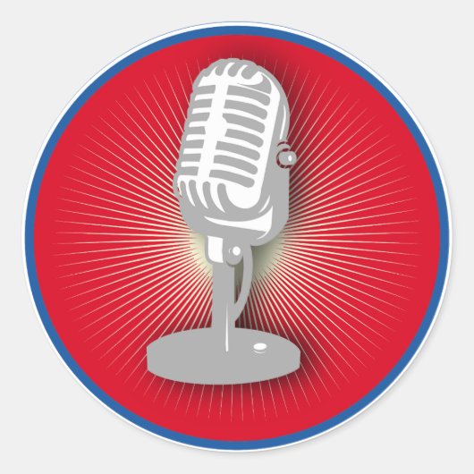 Sticker Rond emblème de microphone vintage (Devant)