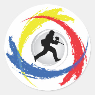 Sticker Rond Emblème de paintball Tricolor