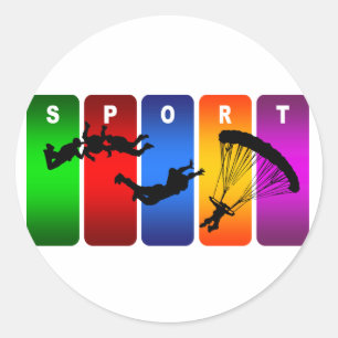 Sticker Rond Emblème de Skydiving Multicolor