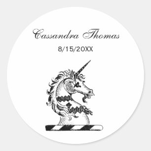 Sticker Rond Emblème de tête de l'licorne héraldique