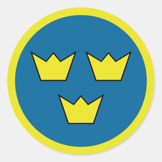 Sticker Rond Emblème de trois Suédois de couronnes (Devant)
