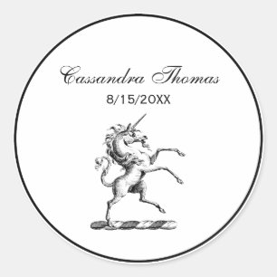 Sticker Rond Emblème d'élevage de l'Unicorne héraldique