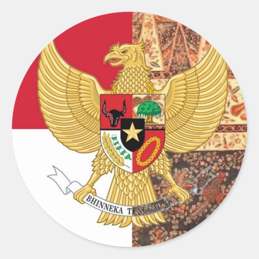 Sticker Rond Emblème d'Indonésie - Drapeau Garuda Pancasila Bat (Devant)