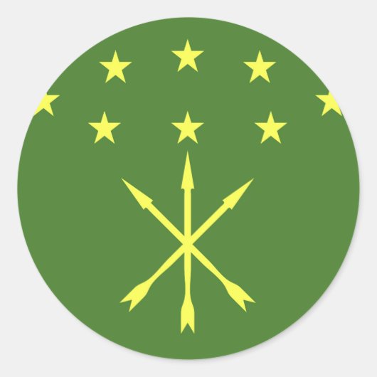 Sticker Rond Emblème Drapeau Adygea (Devant)