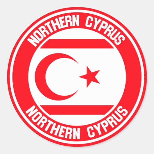 Sticker Rond Emblème du cercle de Chypre-Nord (Devant)