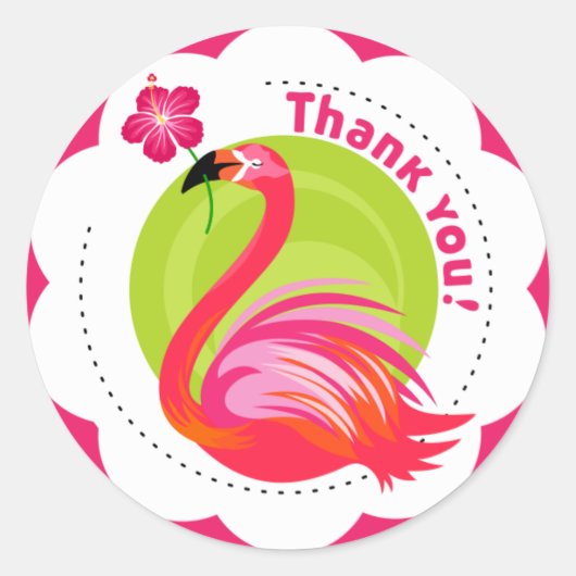 Sticker Rond Emblème du Flamant rose du Merci (Devant)