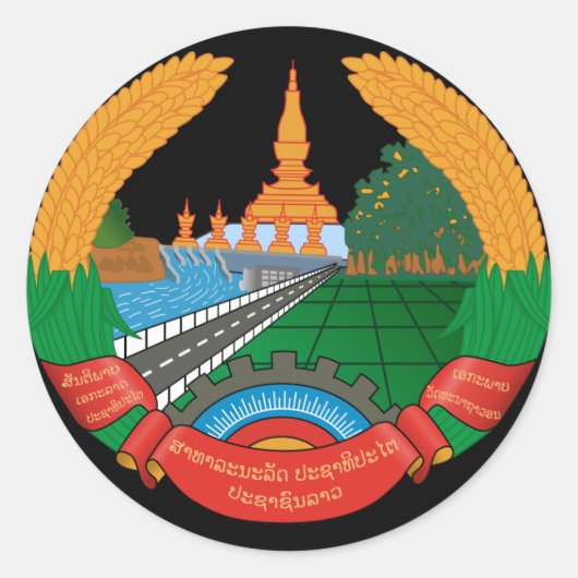Sticker Rond emblème du laos (Devant)