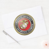 Sticker Rond Emblème du Marine Corps (USMC) des États-Unis [3D] (Enveloppe)