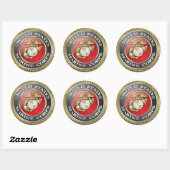 Sticker Rond Emblème du Marine Corps (USMC) des États-Unis [3D] (Feuille)