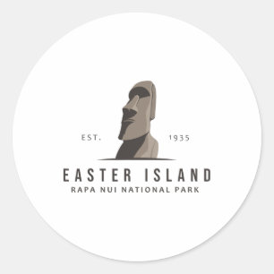 Sticker Rond Emblème du parc national Rapa Nui de l'île de Pâqu
