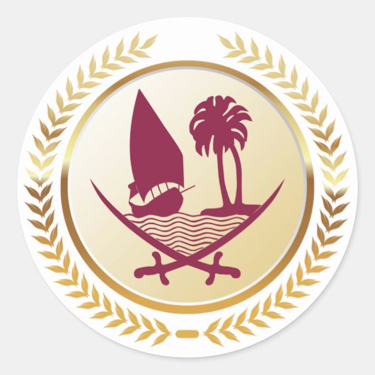 Sticker Rond Emblème du Qatar (Devant)