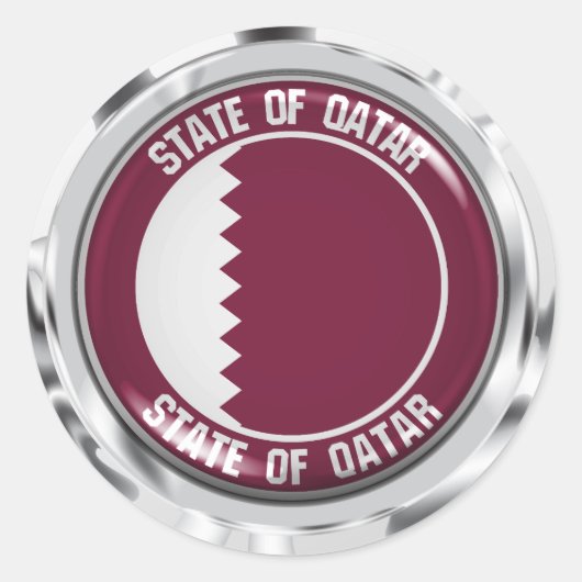 Sticker Rond Emblème du Qatar Round (Devant)