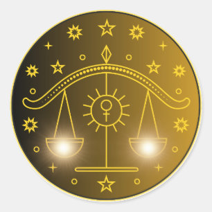 Sticker Rond Emblème du Zodiaque Balance Symbole Céleste Mini