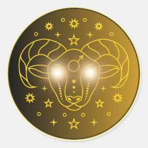Sticker Rond Emblème du zodiaque Bélier Symbole céleste minim