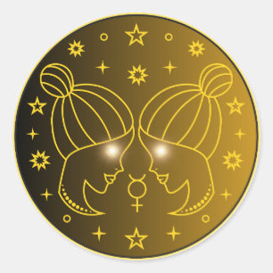 Sticker Rond Emblème du zodiaque Gémeaux Symbole céleste mini