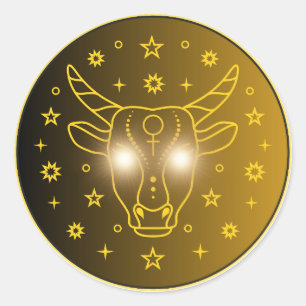 Sticker Rond Emblème du zodiaque Taureau   Symbole céleste mini