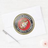 Sticker Rond Emblème et uniforme USMC [3D] (Enveloppe)