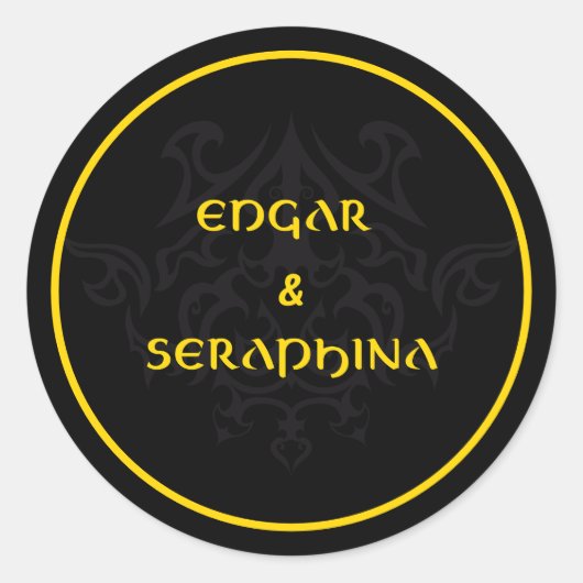 Sticker Rond Emblème gothique Noir et Or (Devant)