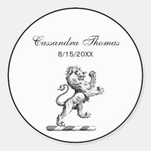 Sticker Rond Emblème héraldique du lion debout