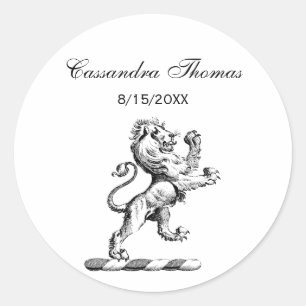 Sticker Rond Emblème héraldique du lion debout