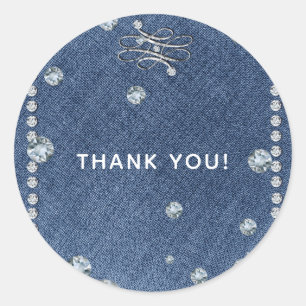 Sticker Rond Emblème pailleté Denim & Diamonds Cadeau tendance