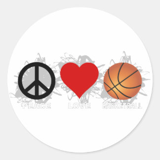 Sticker Rond Emblème Peace Love Basketball