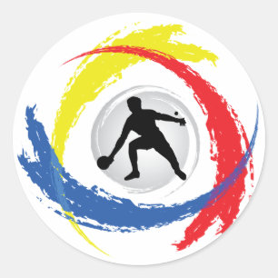 Sticker Rond Emblème Ping Pong Tricolor