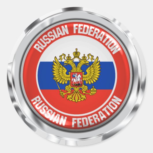 Sticker Rond Emblème rond de la Russie (Devant)
