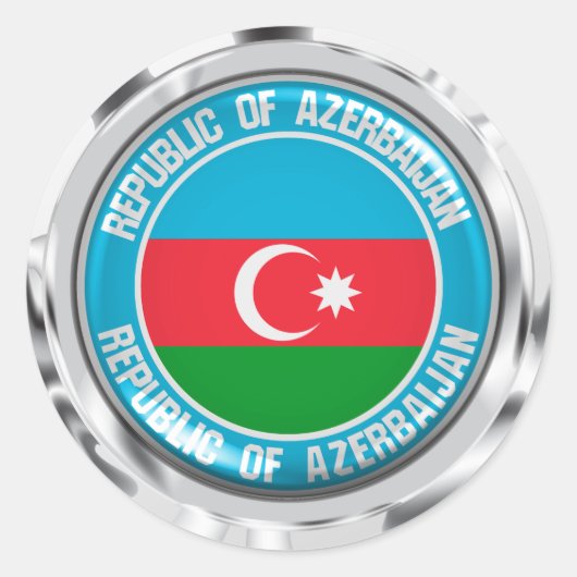 Sticker Rond Emblème rond de l'Azerbaïdjan (Devant)