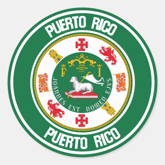 Sticker Rond Emblème rond de Porto Rico (Devant)