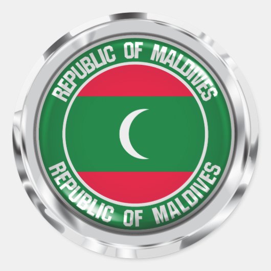 Sticker Rond Emblème rond des Maldives (Devant)