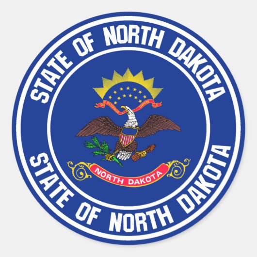Sticker Rond Emblème rond du Dakota du Nord (Devant)