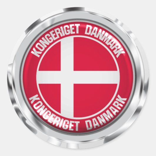 Sticker Rond Emblème rond du Danemark (Devant)