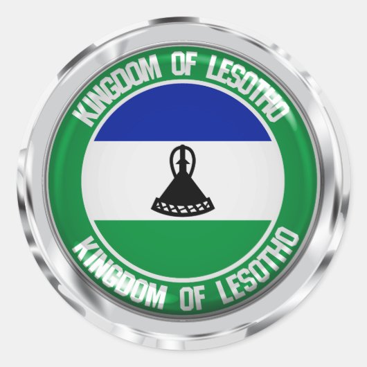 Sticker Rond Emblème rond du Lesotho (Devant)
