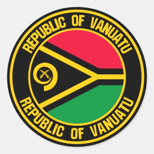 Sticker Rond Emblème rond du Vanuatu (Devant)