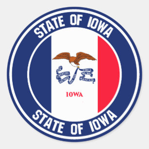Sticker Rond Emblème rond Iowa
