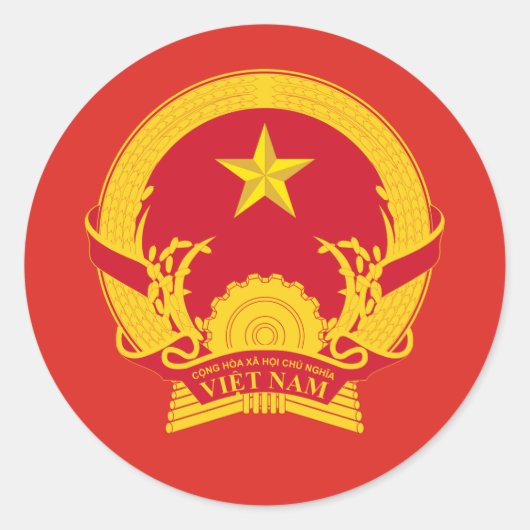Sticker Rond Emblème vietnamien, Drapeau du Vietnam (Devant)