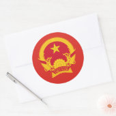 Sticker Rond Emblème vietnamien, Drapeau du Vietnam (Enveloppe)