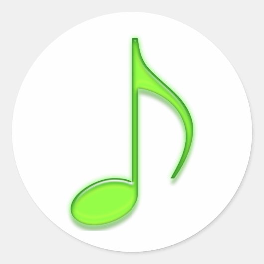 Sticker Rond Emboss Lime Green Music 8e Note (Devant)