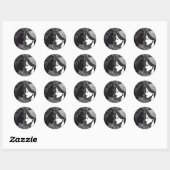Sticker Rond Embrassage noir & blanc intemporel (Feuille)