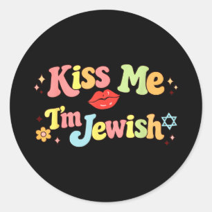 Sticker Rond Embrasse juif humour juif drôle Saint-ValentinEmbr
