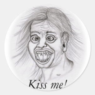 Sticker Rond Embrasse-moi ! - Bleistiftzeichnung